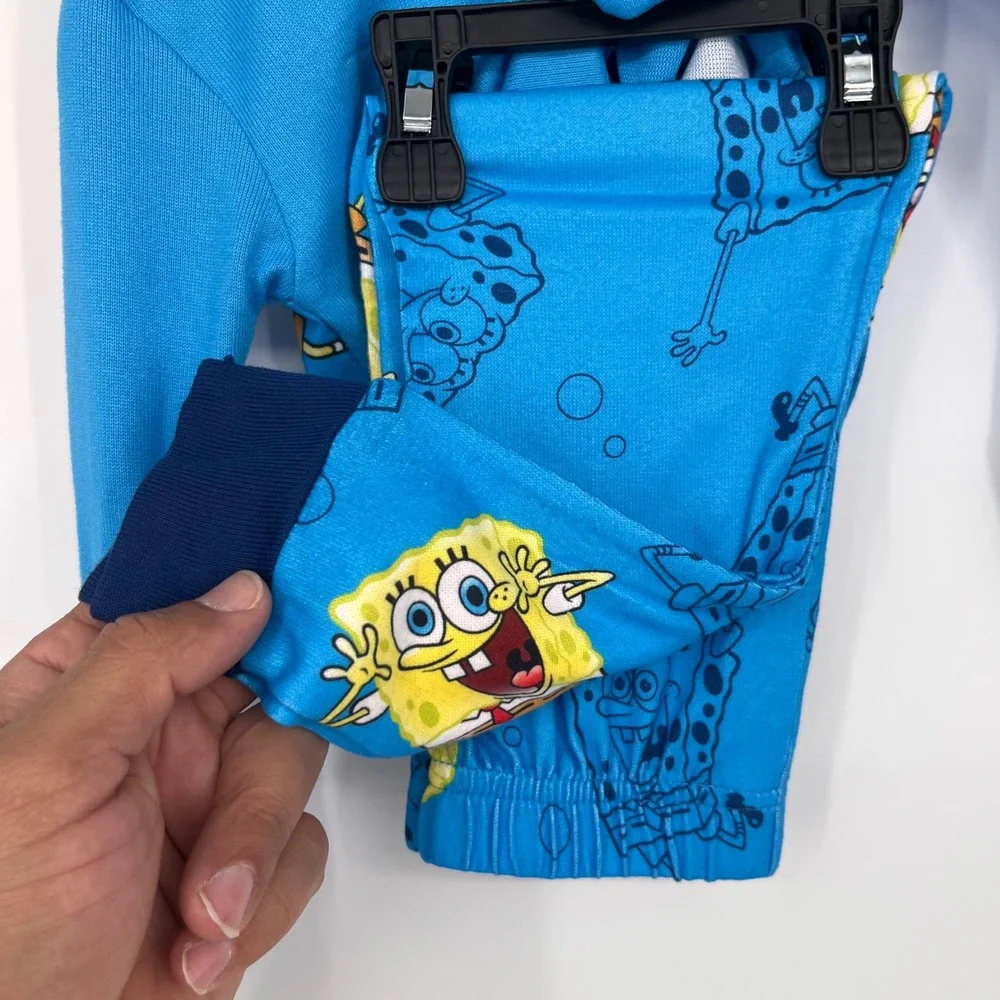 NWT Spongebob Squarepants Boys Pajamas Set Size 4 Blue Long Sleeve Cartoon Gift‎